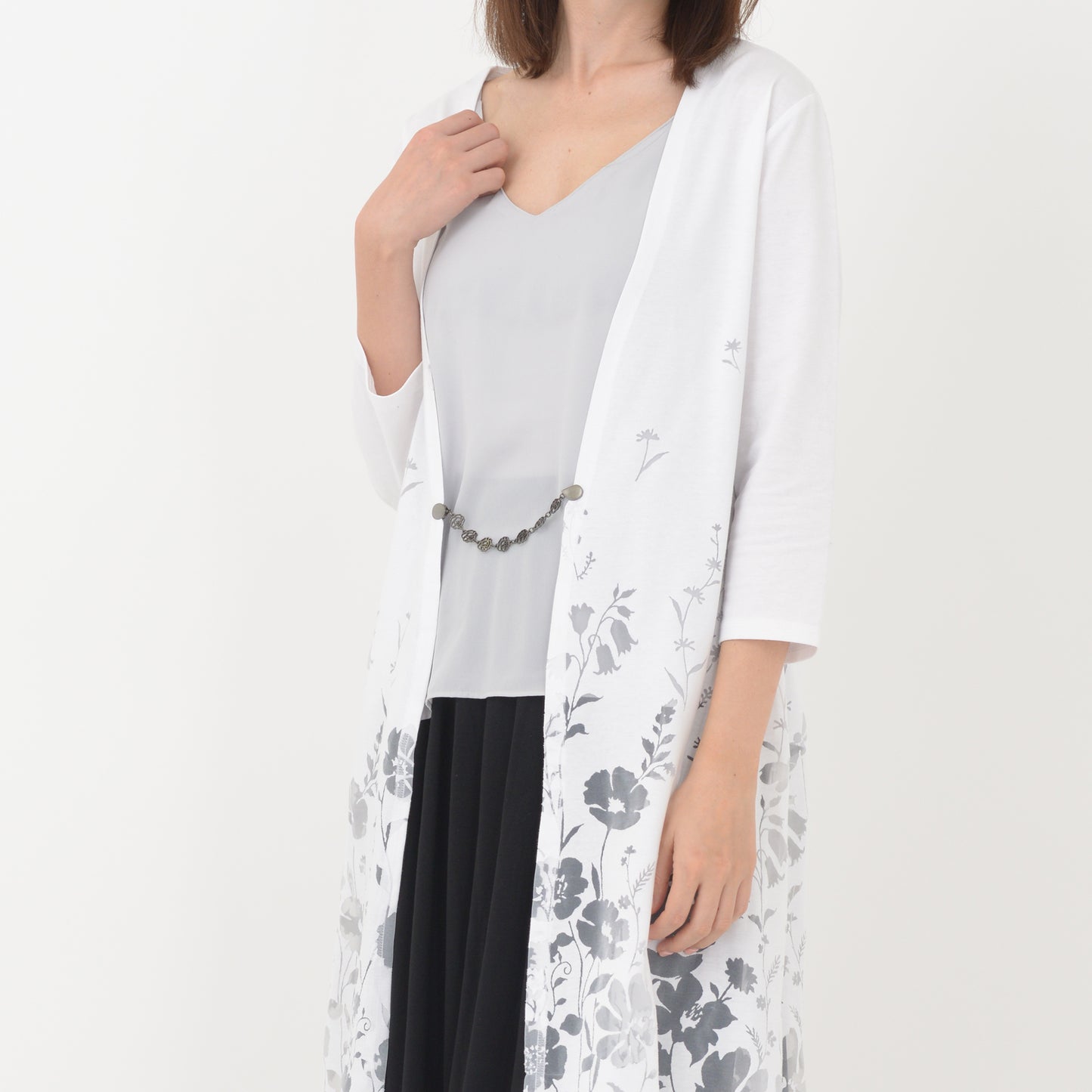 Amureine(アミュレーヌ)ストールクリップ・羽織紐「ローズチェーン」ブラック #カーディガンクリップ #和洋兼用