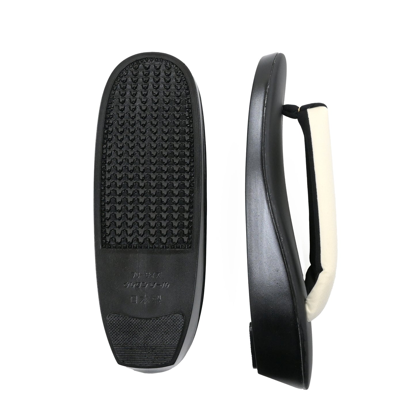 ウレタンソールのカジュアル草履 黒×オフ白