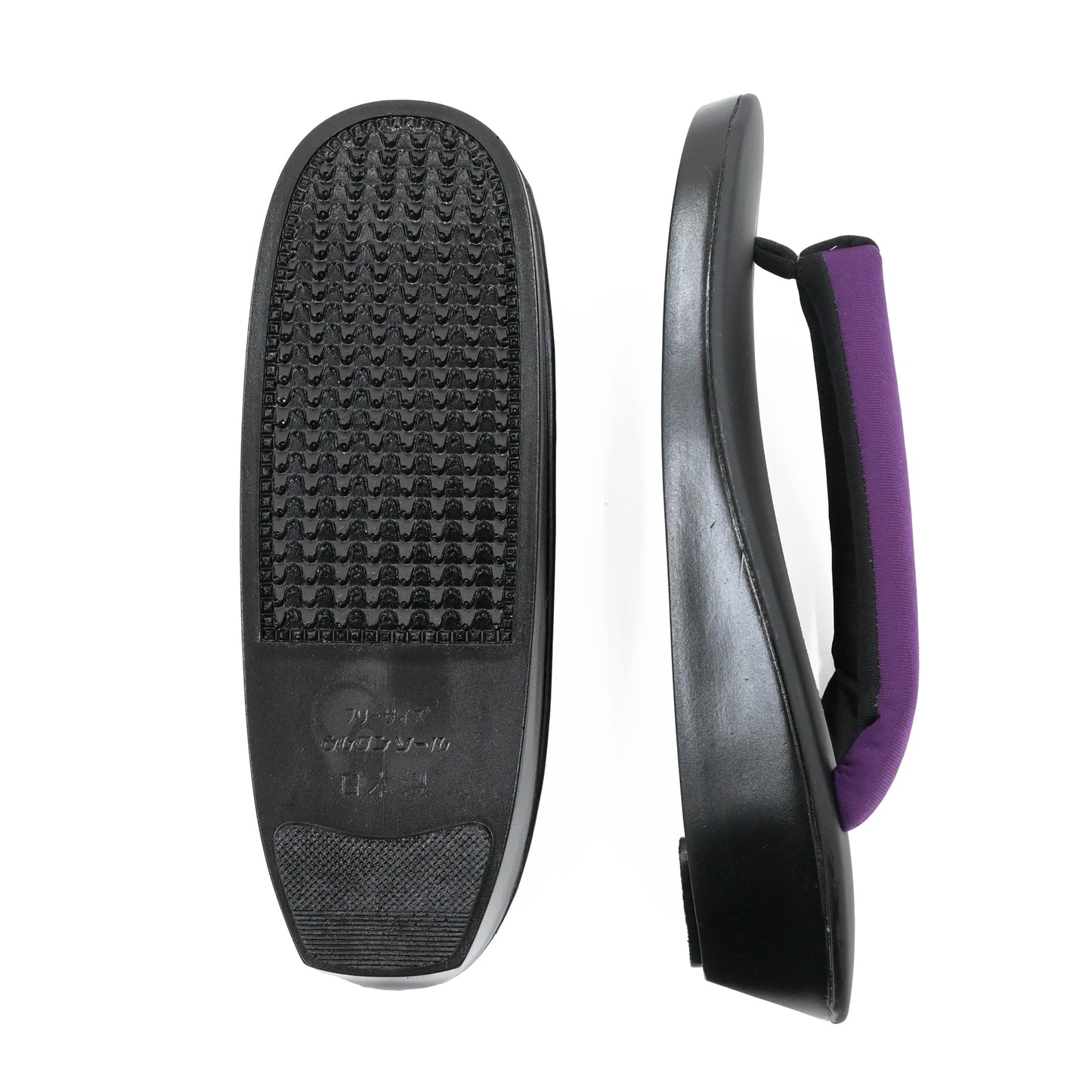 ウレタンソールのカジュアル草履 黒×紫