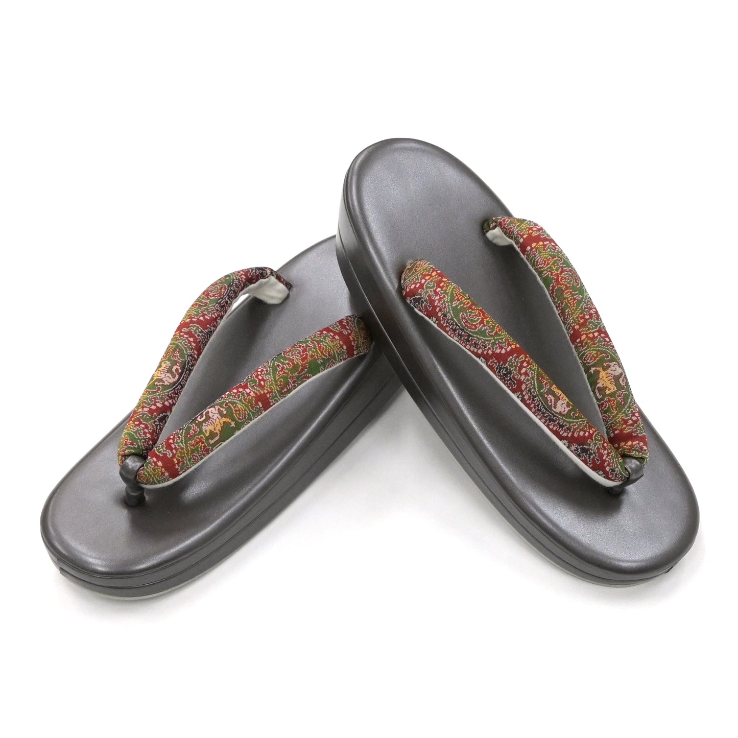 カジュアル草履 龍村美術織物花緒 ダークブラウン「円文白虎朱雀錦」 フリーサイズ 小判型