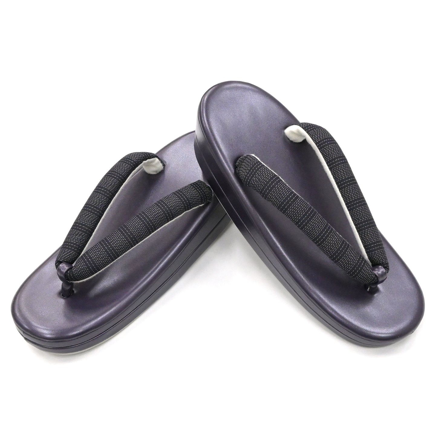 カジュアル草履 大島紬花緒 パープル フリーサイズ 小判型