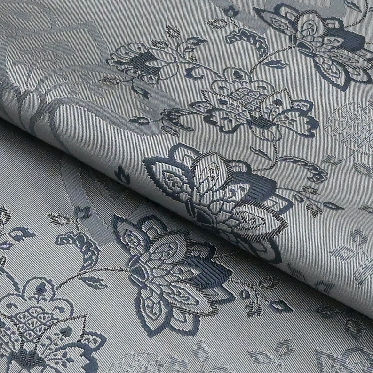 お仕立て上がり八寸なごや帯 唐花-ブルーグレー #名古屋帯 #カジュアル