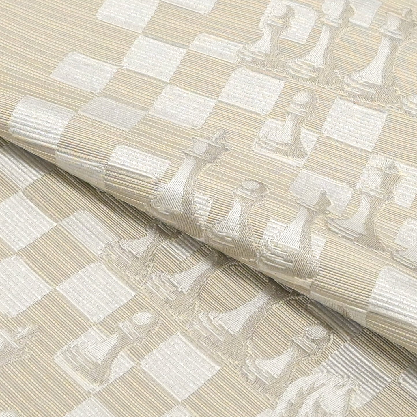 お仕立て上がり八寸なごや帯 チェス-ベージュ #名古屋帯 #カジュアル