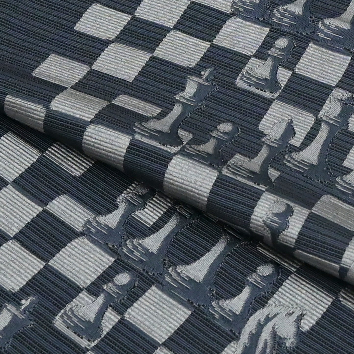 お仕立て上がり八寸なごや帯 チェス-ネイビー #名古屋帯 #カジュアル