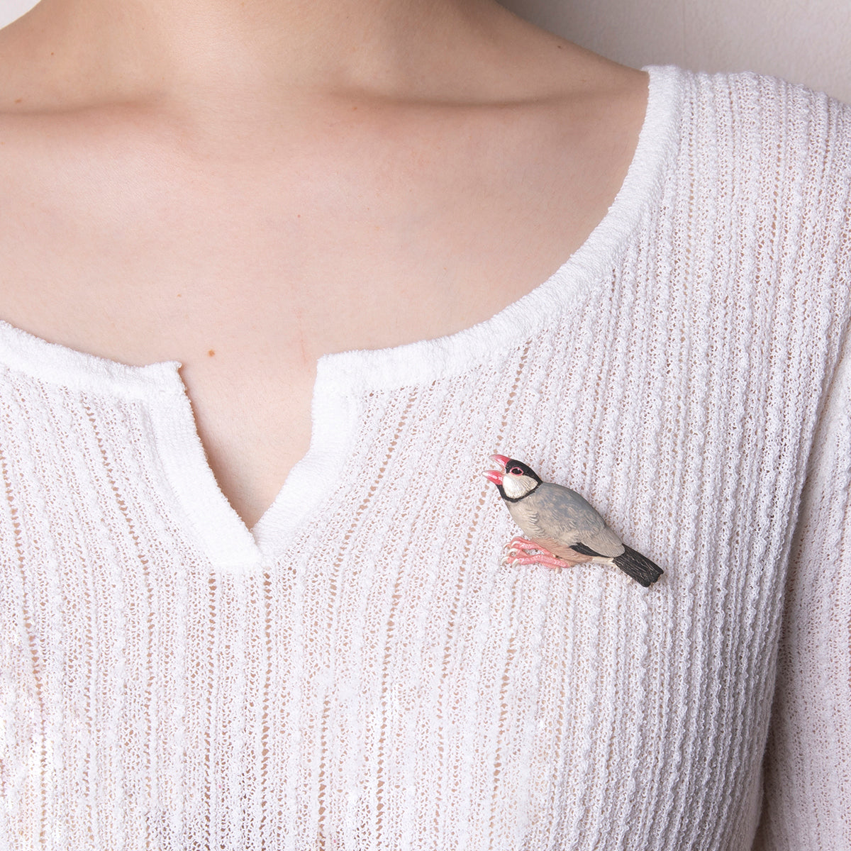 【Palnart Poc】ブローチ「文鳥 / ノーマル」Java sparrow