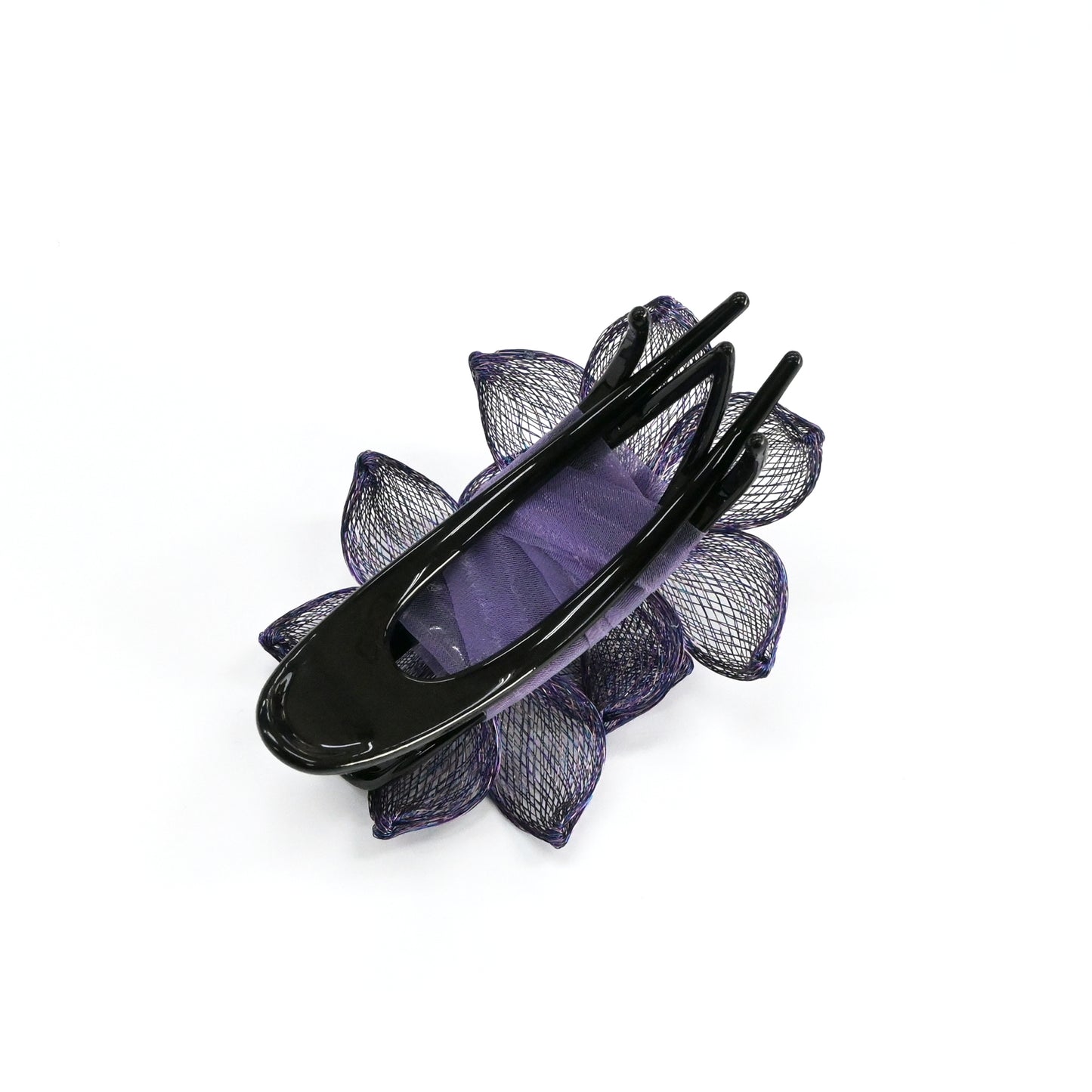 髪飾り ヘアクリップ ワイヤーメッシュ パープル