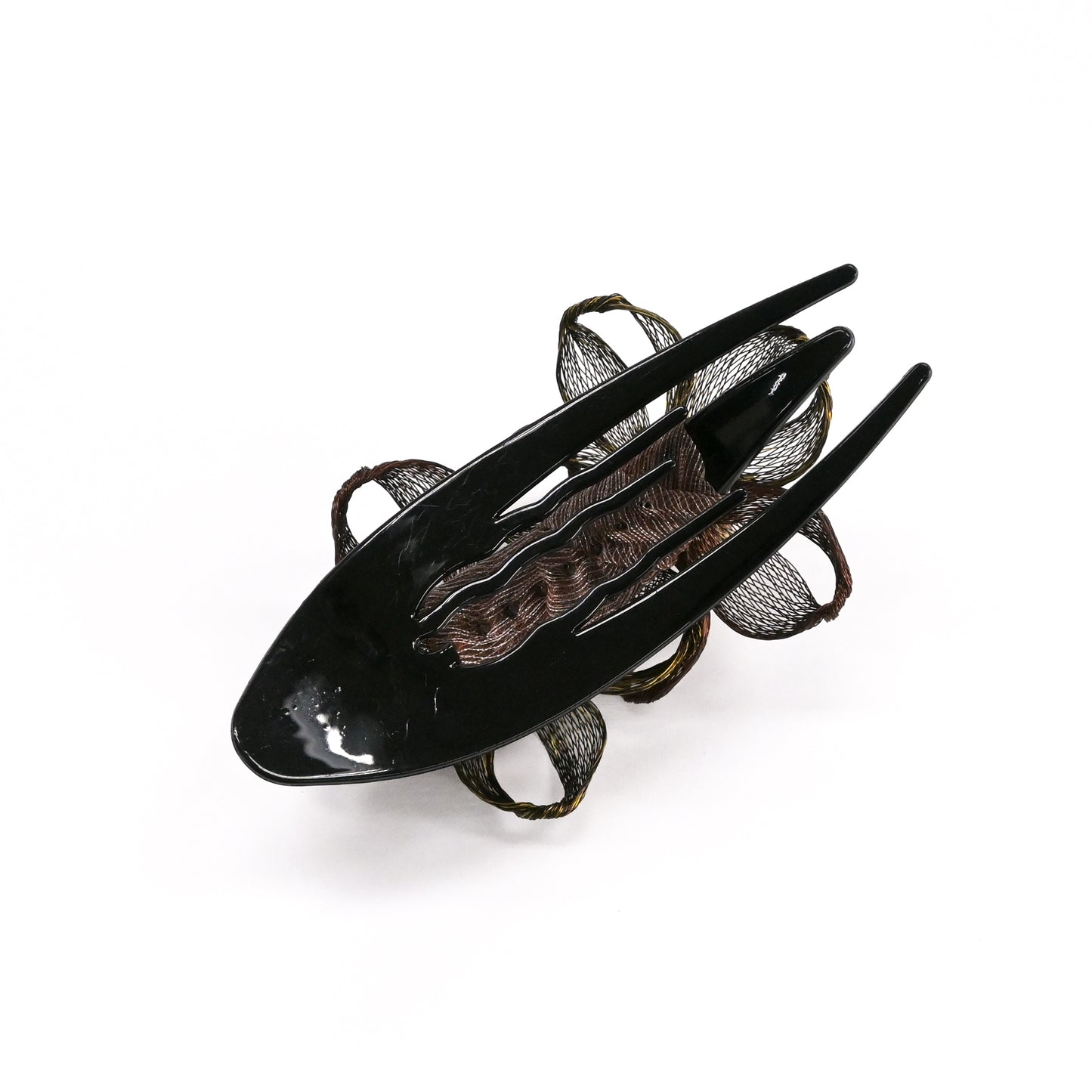 髪飾り ヘアクリップ ワイヤーメッシュ アンティークゴールド