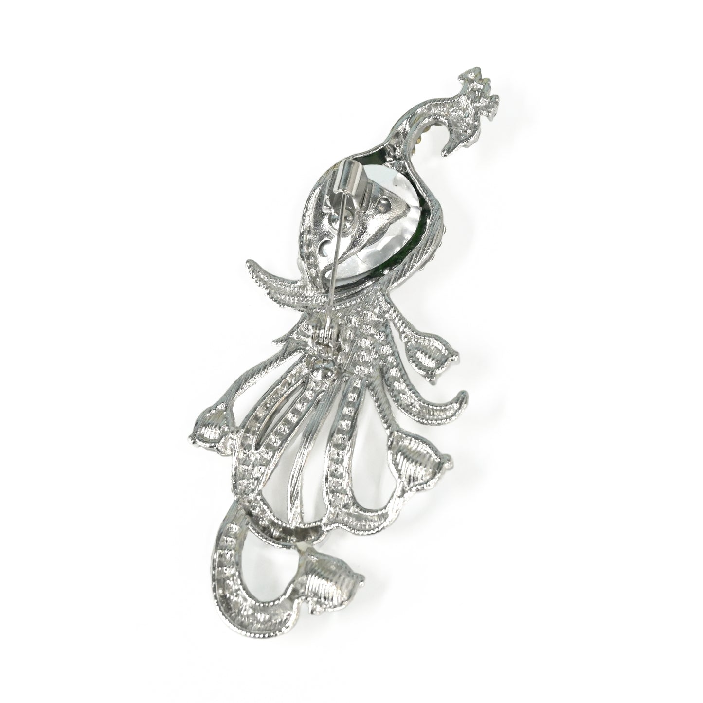 ブローチ 「孔雀」 グリーンクリスタル