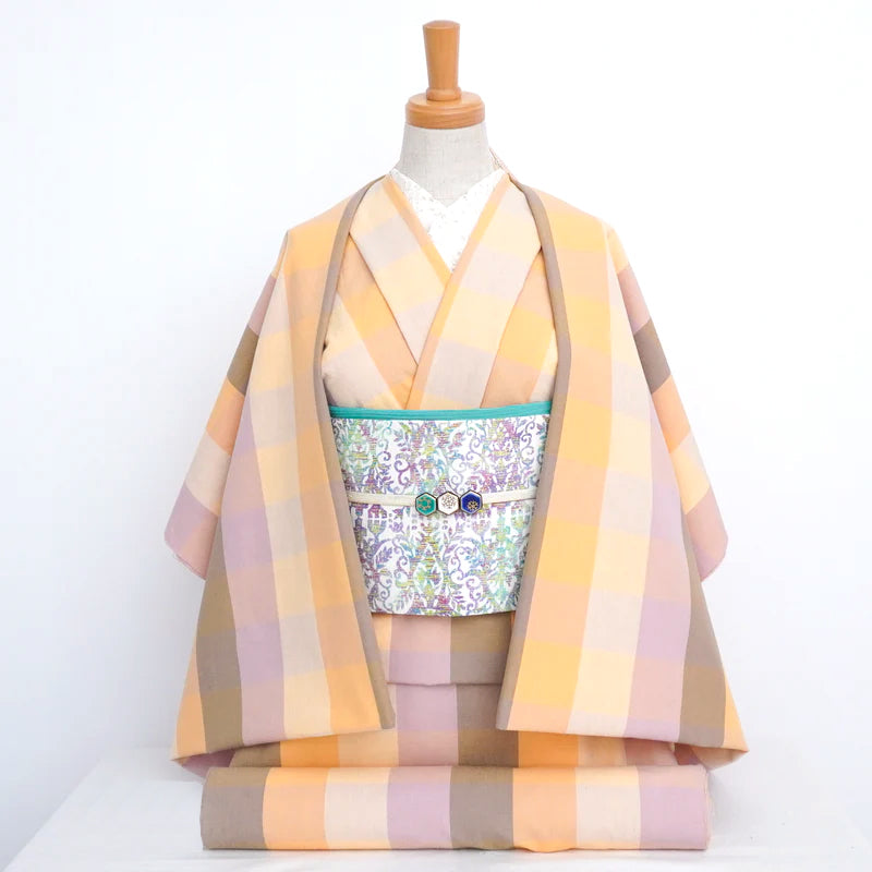 【WA・KKA】 リバーシブル半巾帯 正絹 「マジョリカ更紗」 クリーム