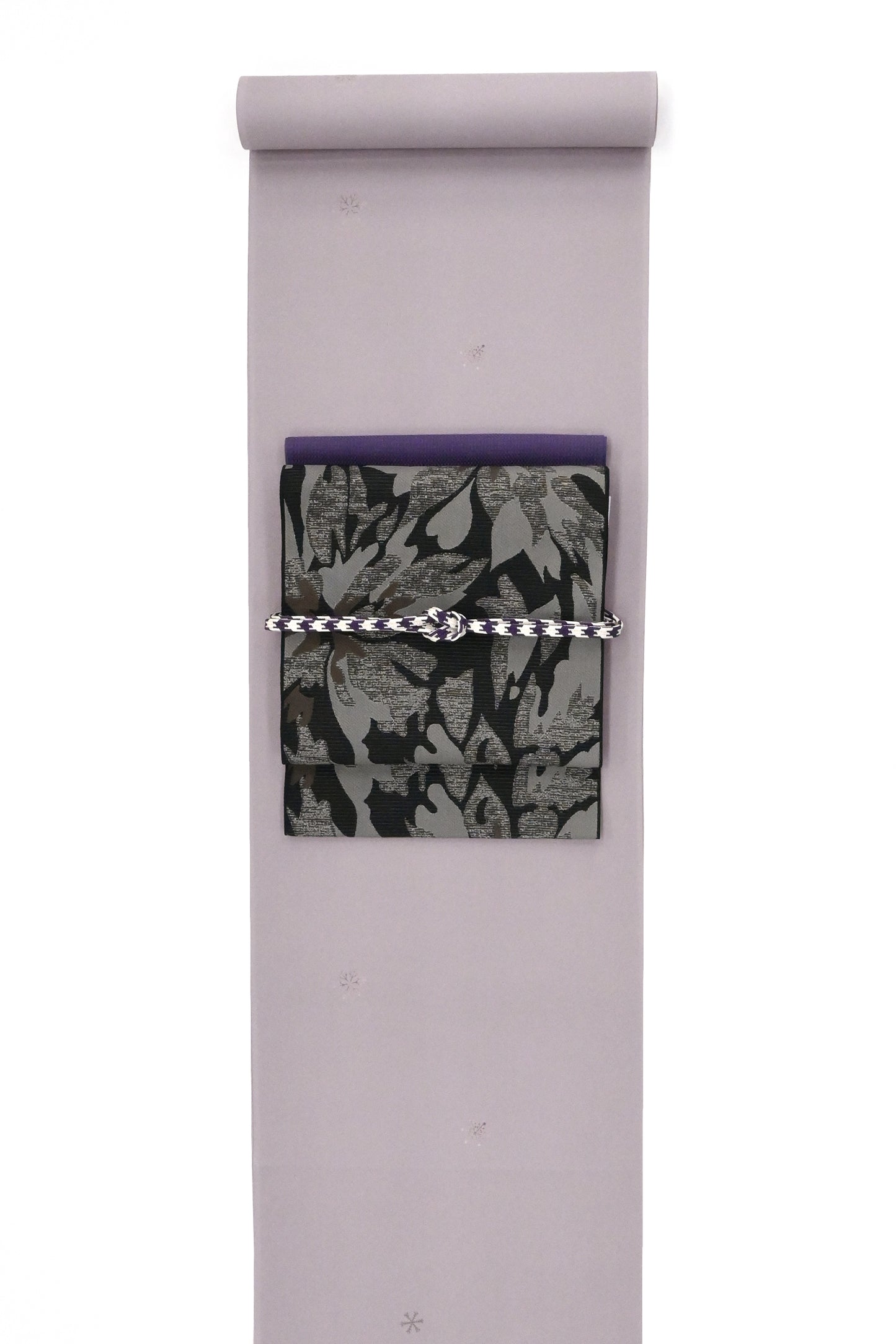 カジュアル帯締め 千鳥格子 角朝組 No.3 紫色