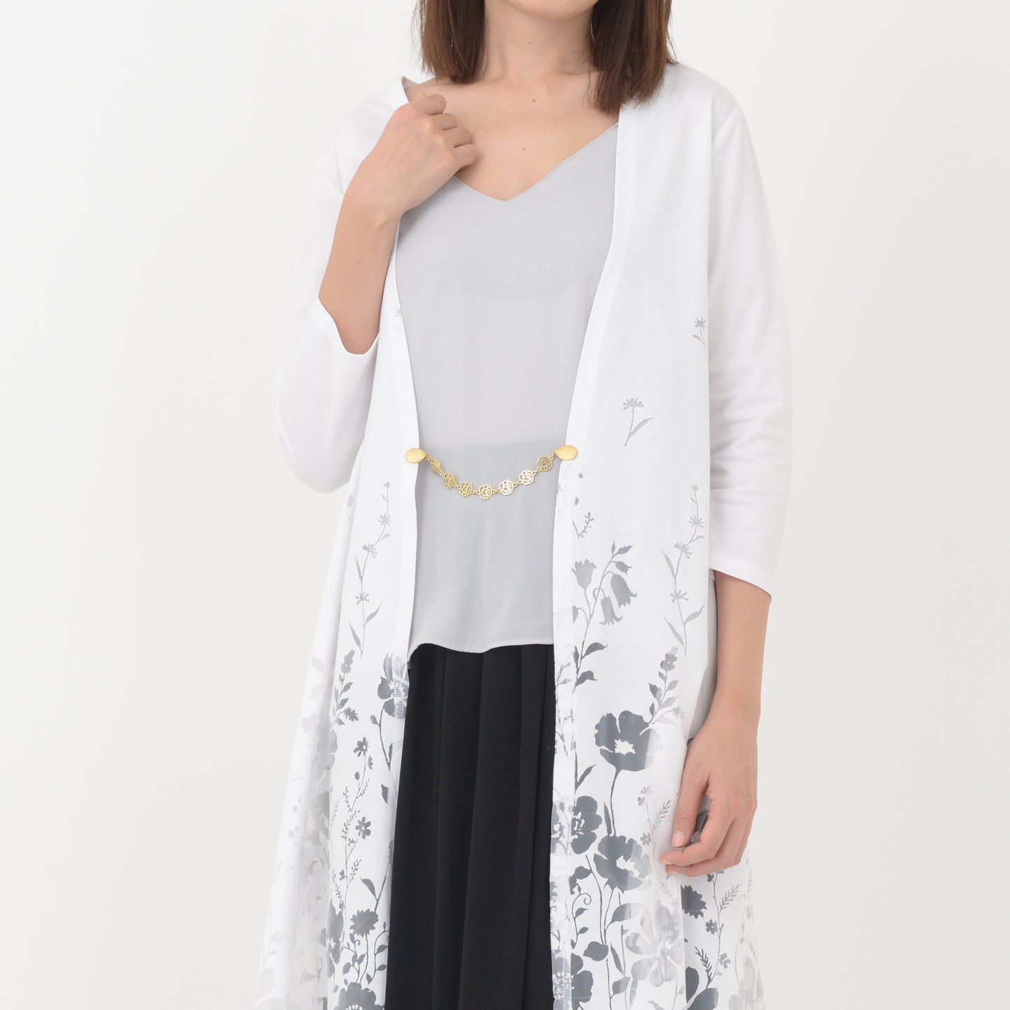 Amureine(アミュレーヌ)ストールクリップ・羽織紐「ローズチェーン」ゴールド #カーディガンクリップ #和洋兼用