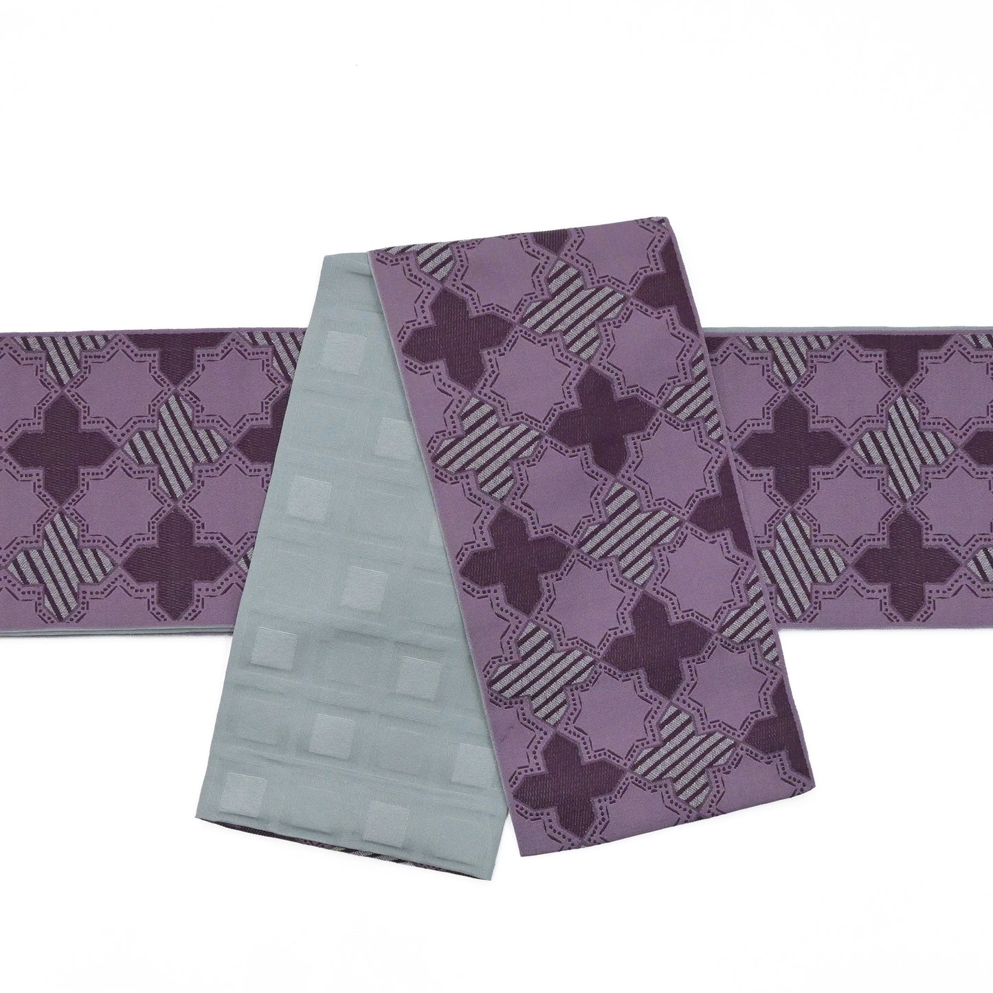 半巾帯(小袋帯) アラベスクタイル 古代紫 カジュアル
