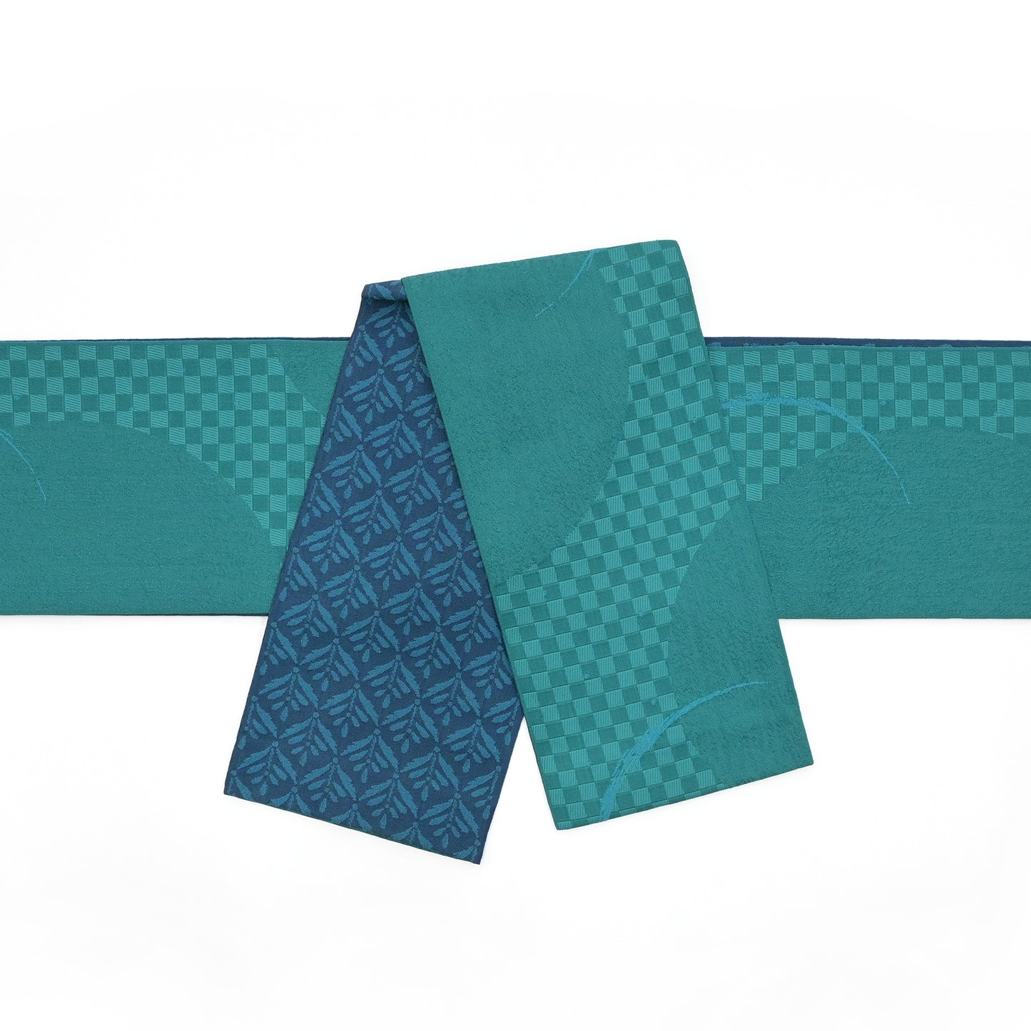 半巾帯(小袋帯) 半円 孔雀緑 カジュアル