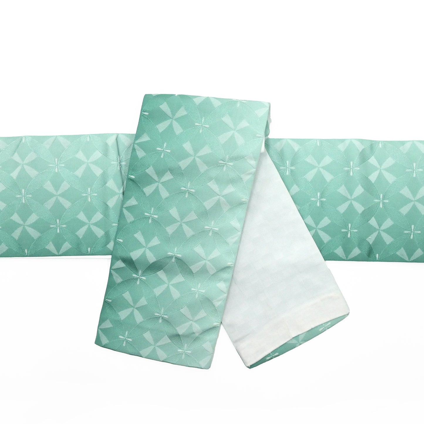 半巾帯(小袋帯) 七宝 若竹色 カジュアル