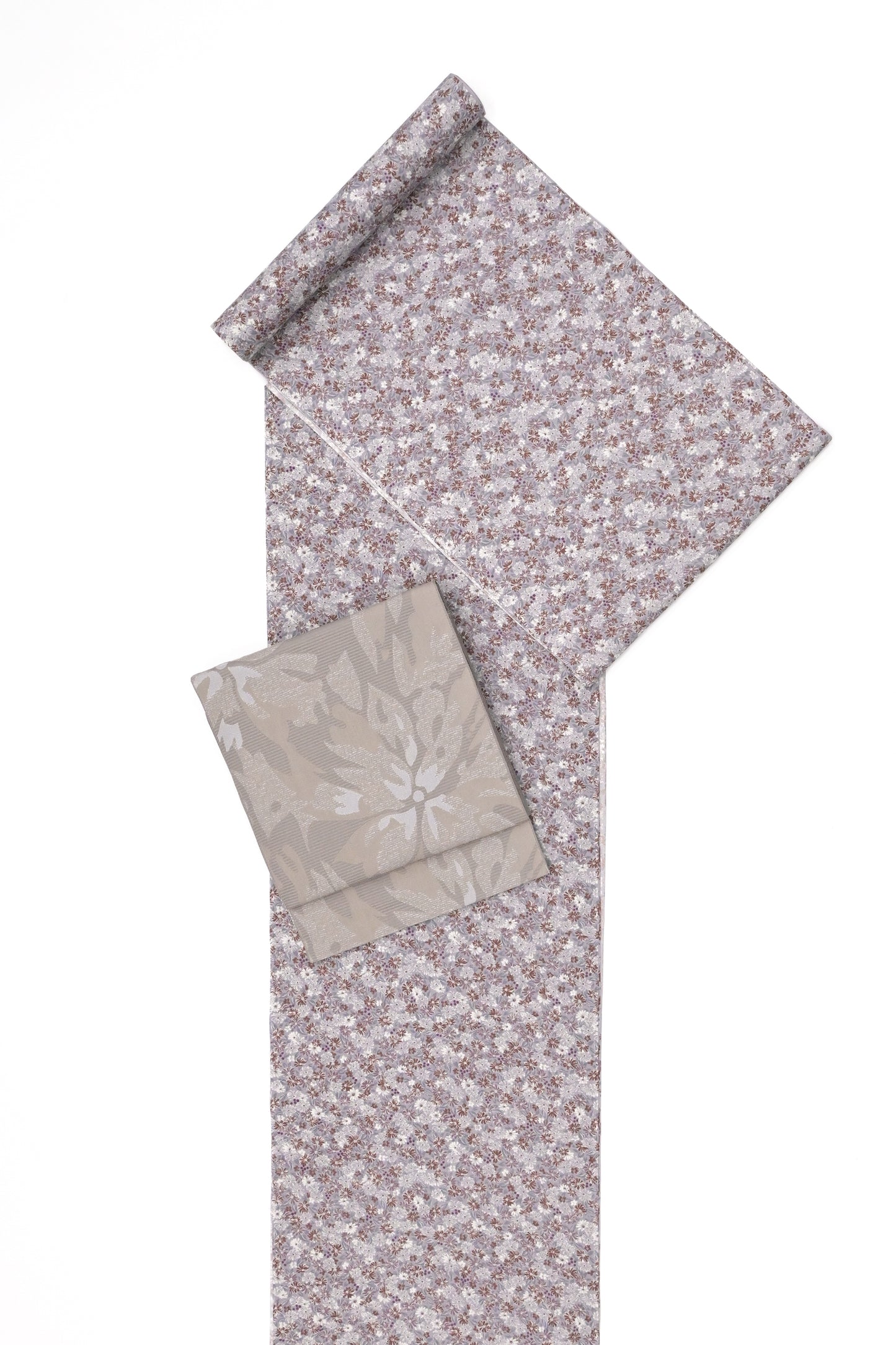 おしゃれ八寸なごや帯 仕立て上がり フラワー 京極生壁色