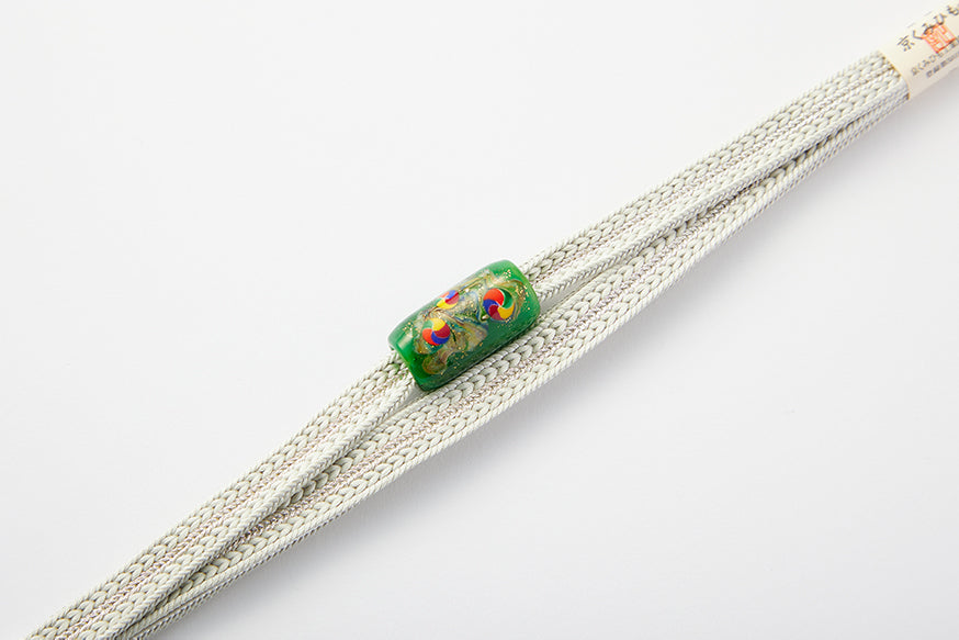 京くみひも 三分紐&トンボ玉帯留めセット_C