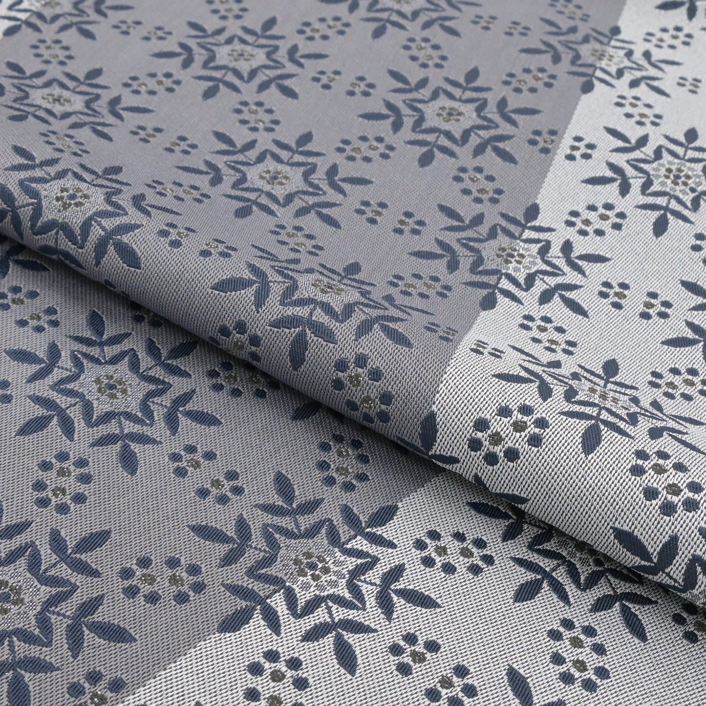 おしゃれ八寸なごや帯 仕立て上がり 南天華紋 濃藍