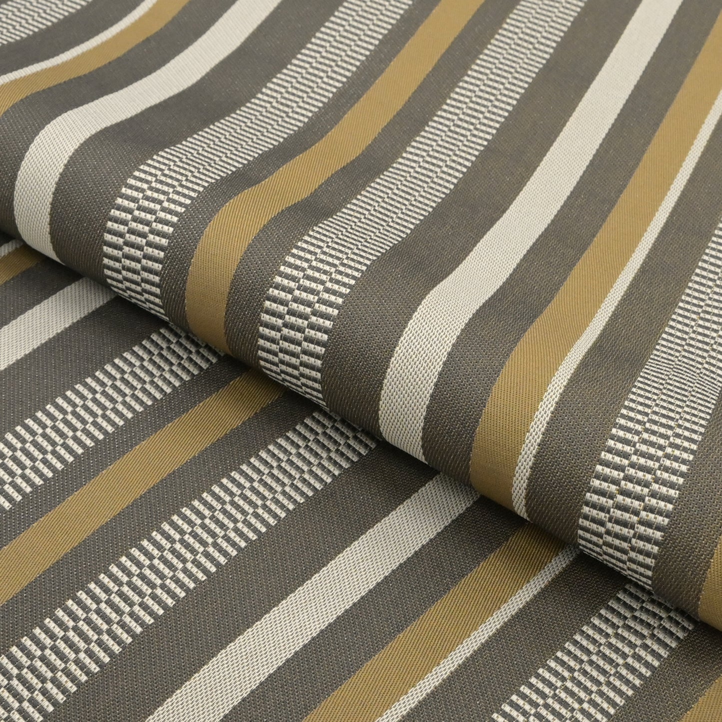 おしゃれ八寸なごや帯 仕立て上がり 縦縞 黄橡(きつるばみ)色