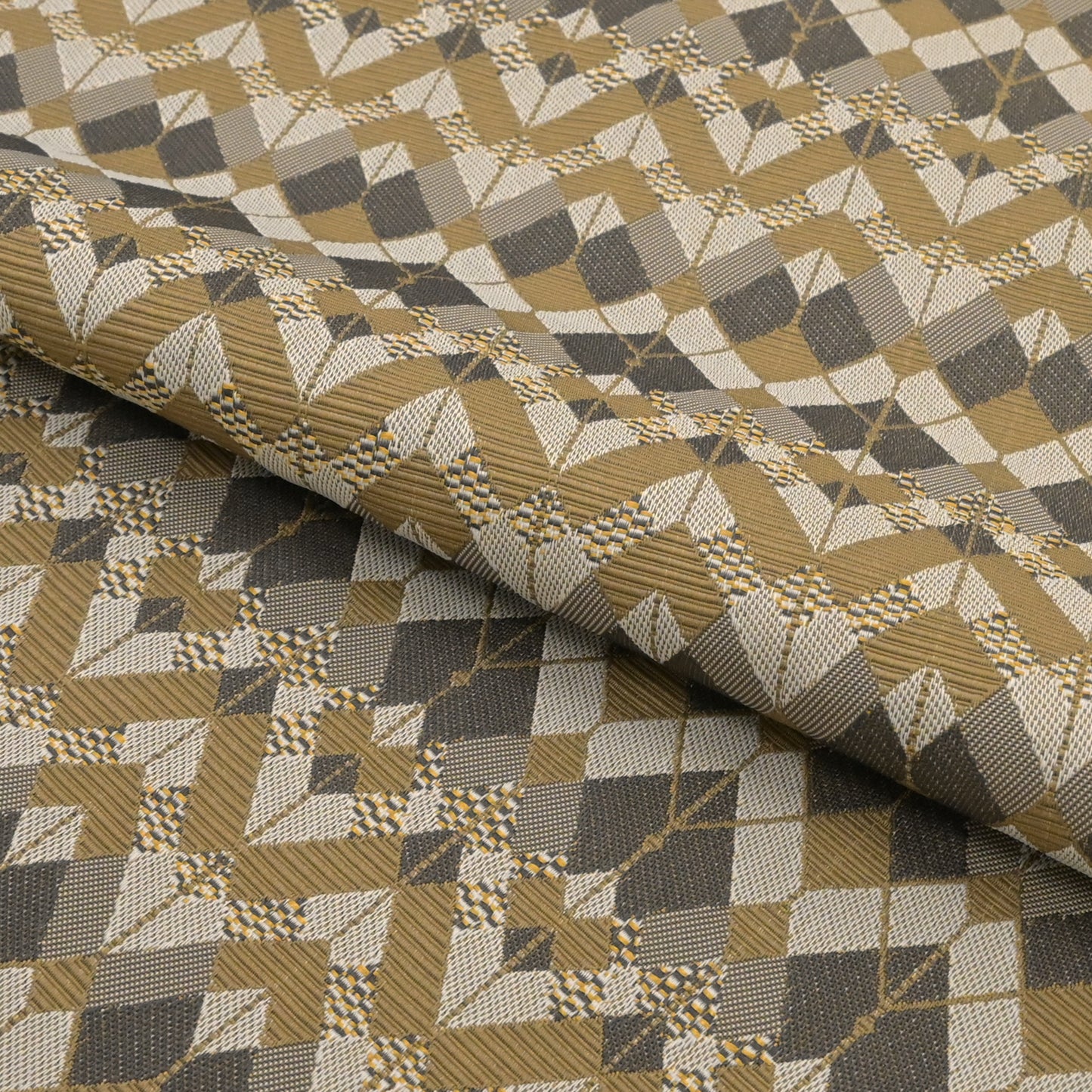 おしゃれ八寸なごや帯 仕立て上がり ジグザグタイル 芥子色