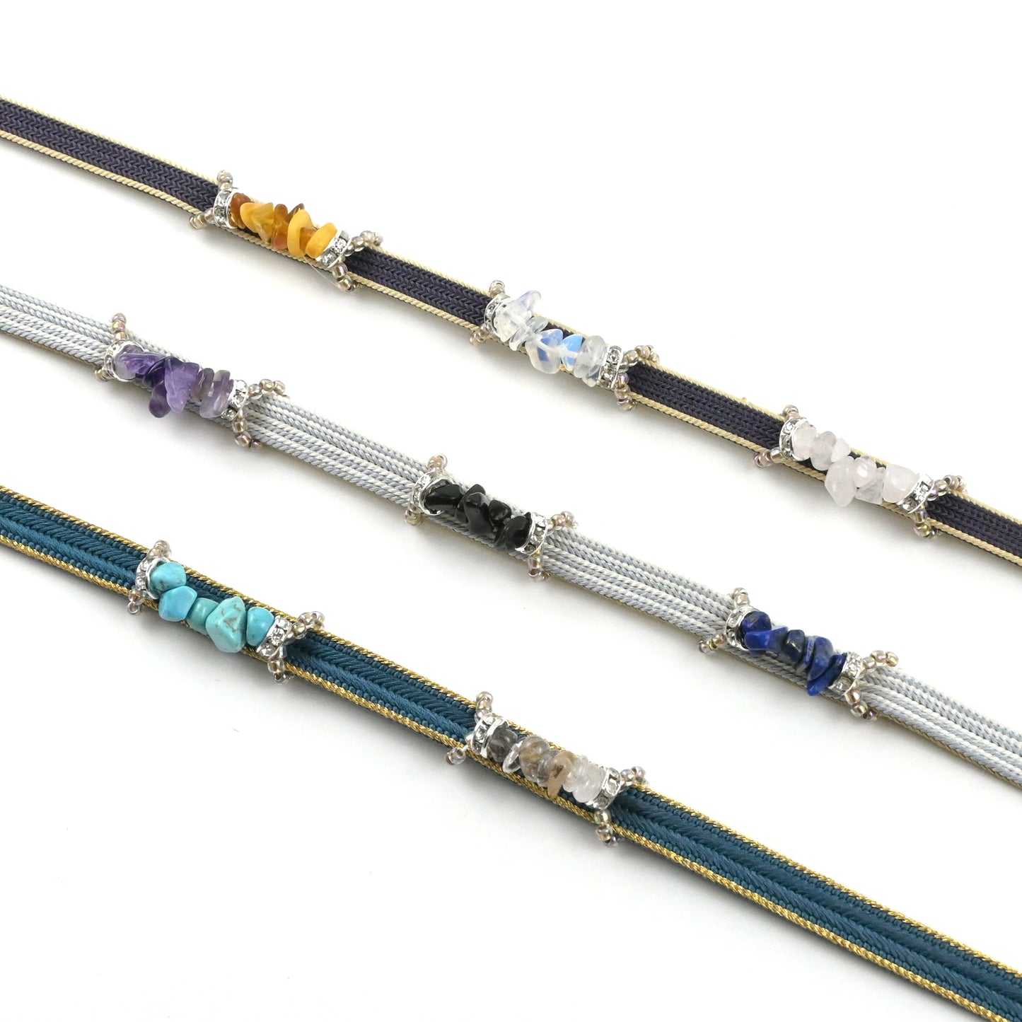 天然石帯留め さざれ石 No.8 オニキス