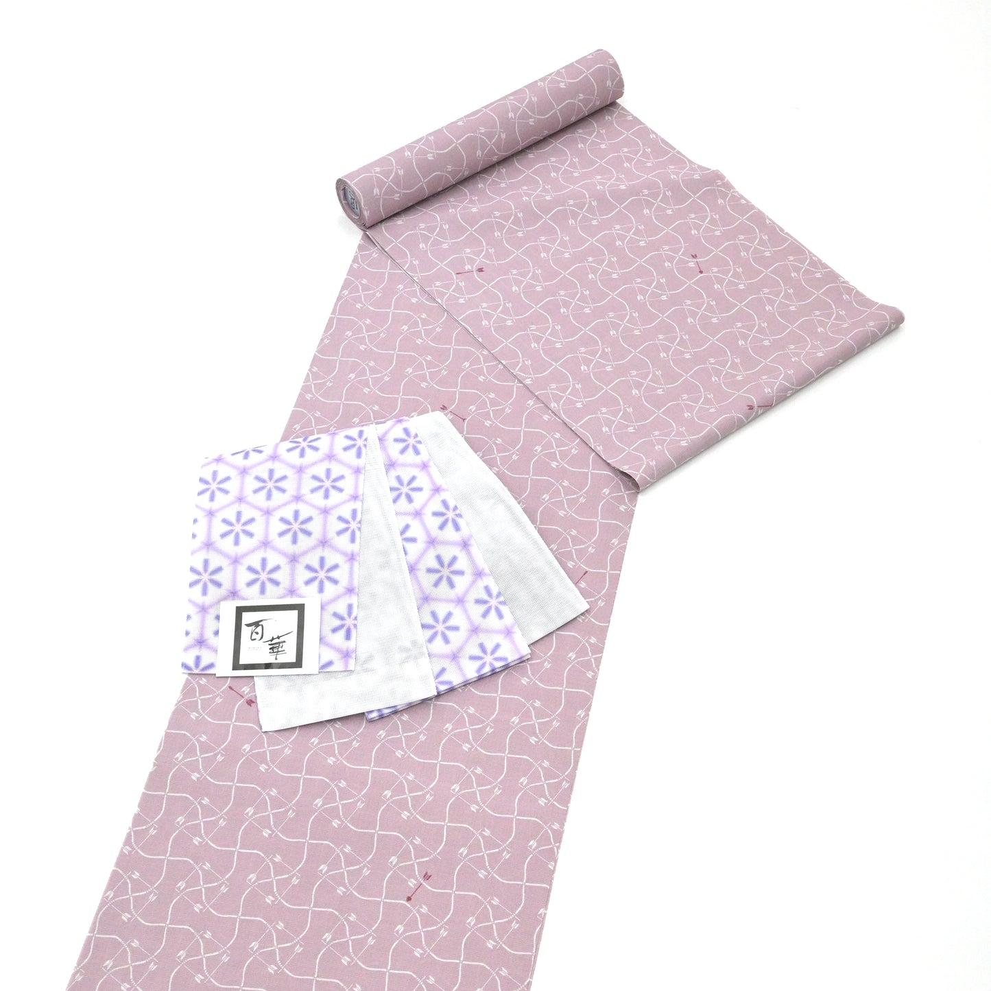 夏半巾帯 花亀甲 パープル 百華-momoka-