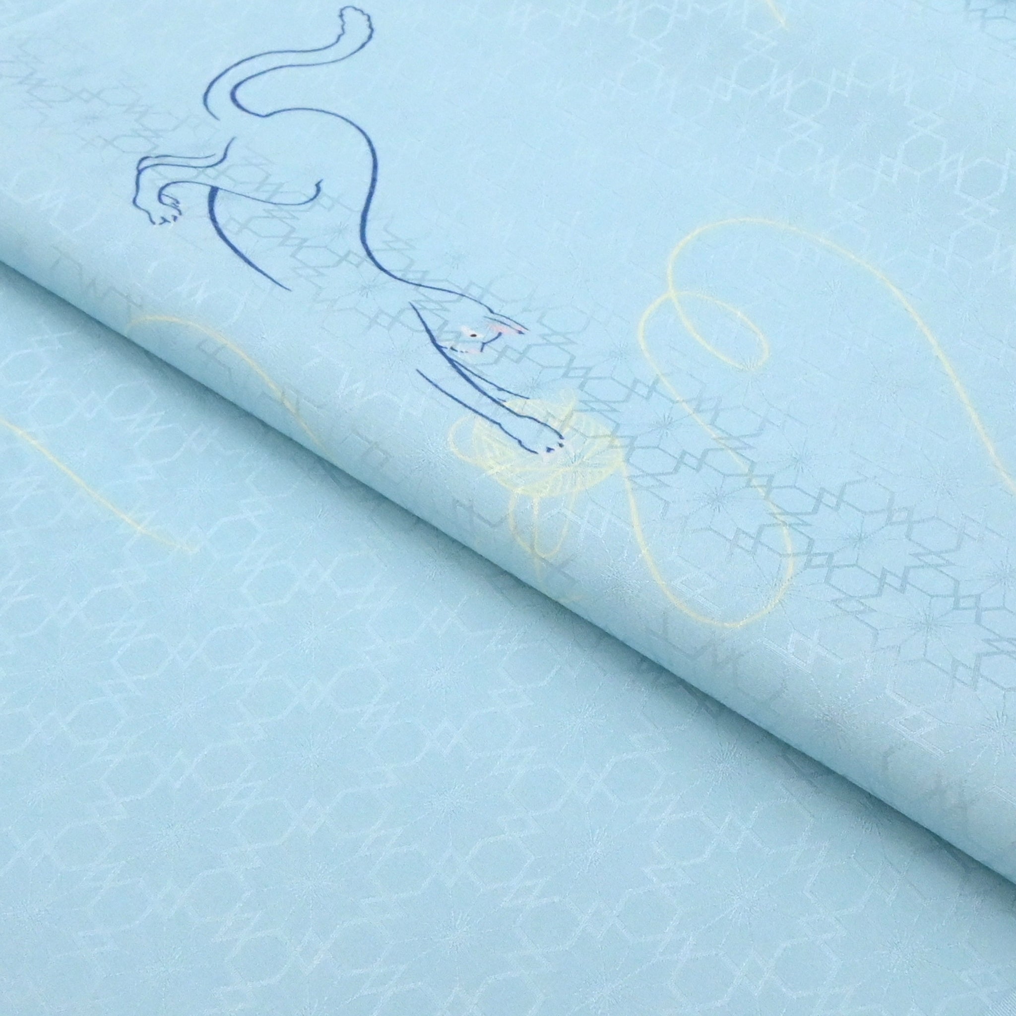 東レシルック 長襦袢 fukuinner 「猫と糸」 水色 KAERUWA