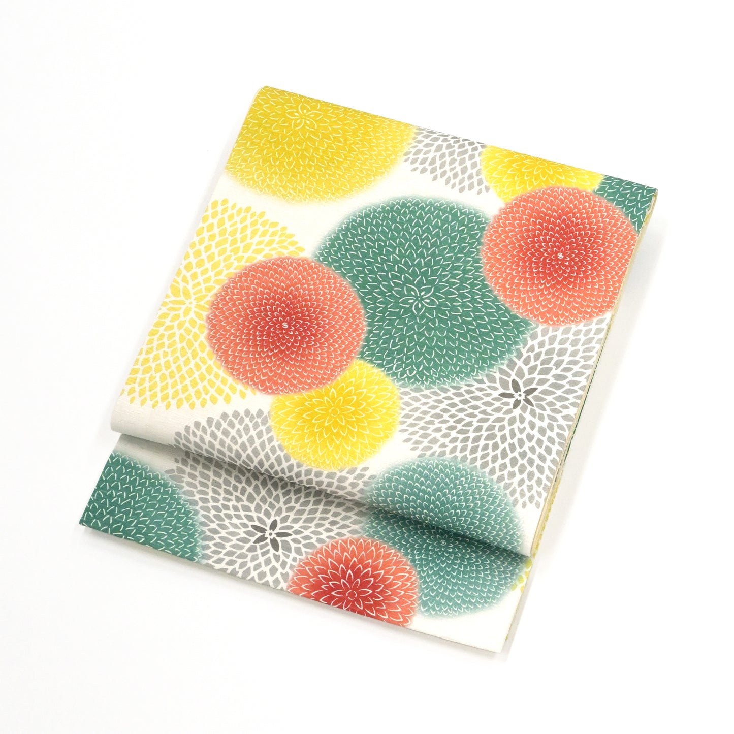 【WA・KKA】 京袋帯 正絹 「ドット・マム」 黄/緑 仕立て上がり