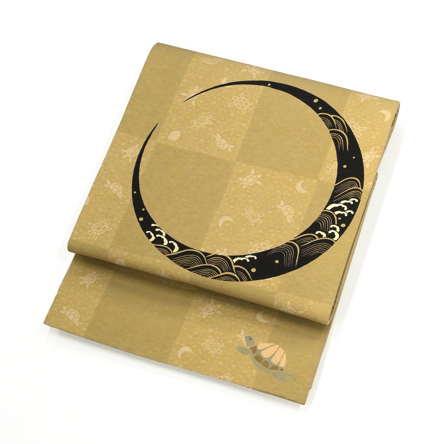 【WA・KKA】 京袋帯 正絹 「月とスッポン」 ベージュ 仕立て上がり