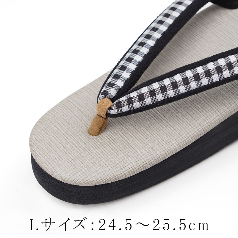【Kimono-Factory-nono】菱屋カレンブロッソ 本場縞大島カフェ草履 グレージュ Y-3 #女性用