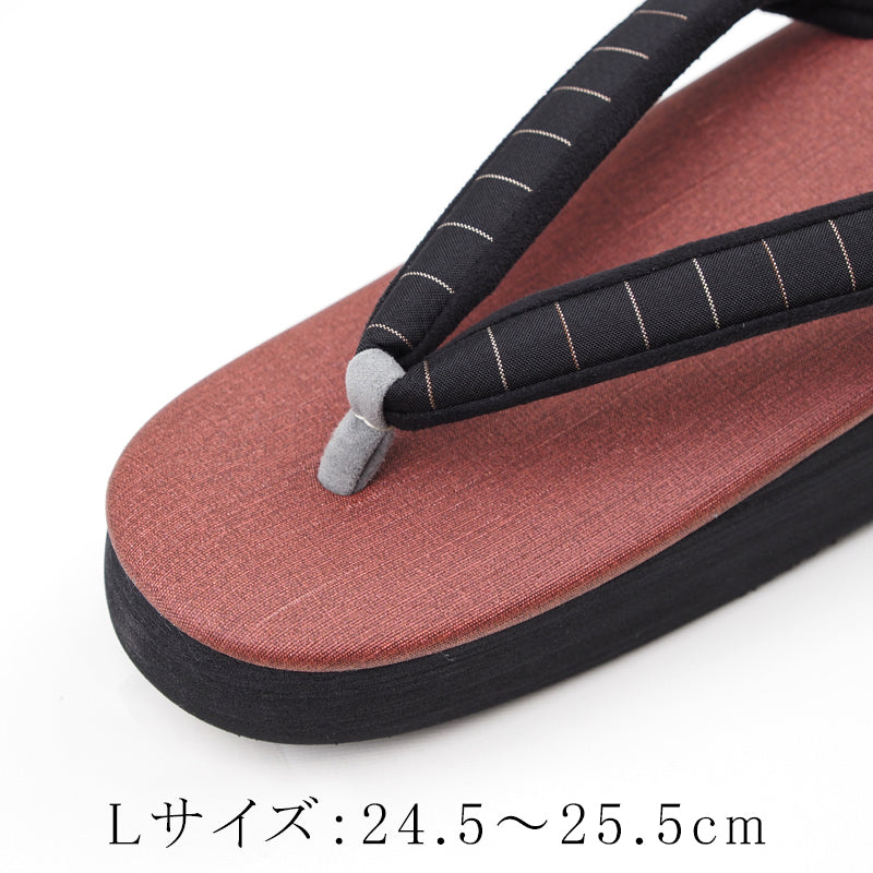 【Kimono-Factory-nono】菱屋カレンブロッソ 本場縞大島カフェ草履 テラコッタ Y-6 #女性用