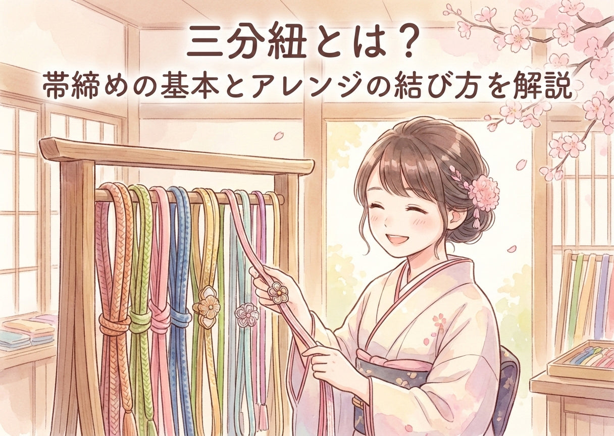 【HOW TO画像付き】三分紐とは？帯締めの基本とアレンジの結び方を解説