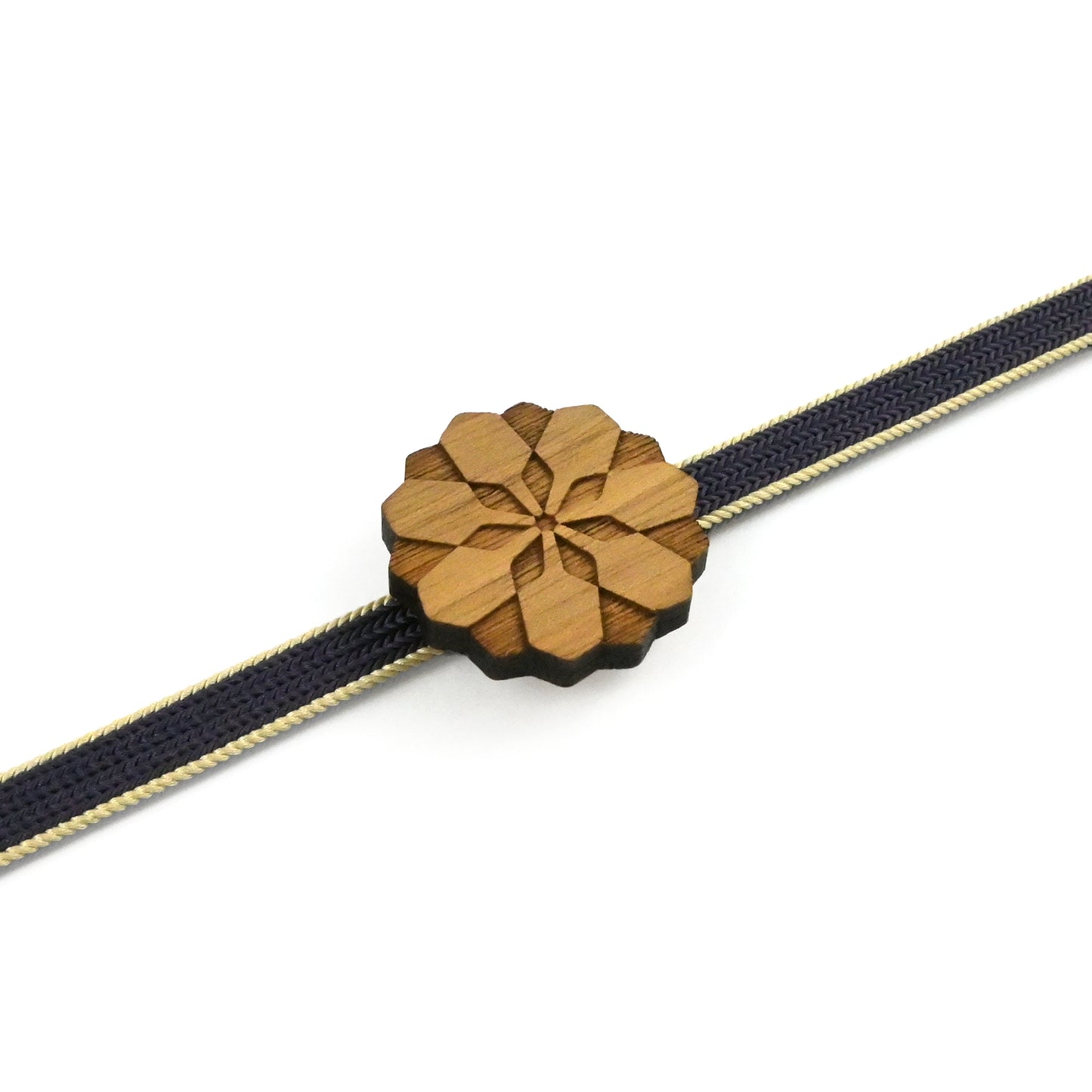 【くるみ細工】木製帯留め -花柄-