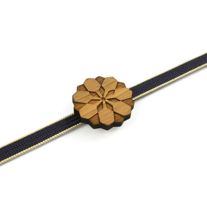 【くるみ細工】木製帯留め -花柄-