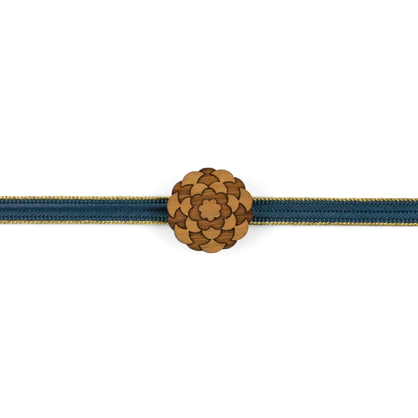 【くるみ細工】木製帯留め -花柄-