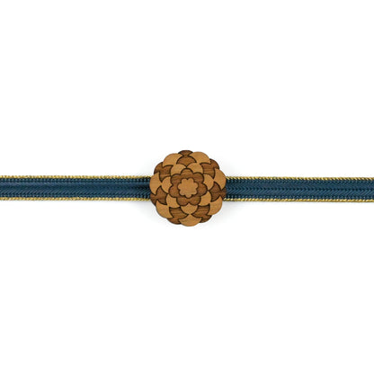 【くるみ細工】木製帯留め -花柄-