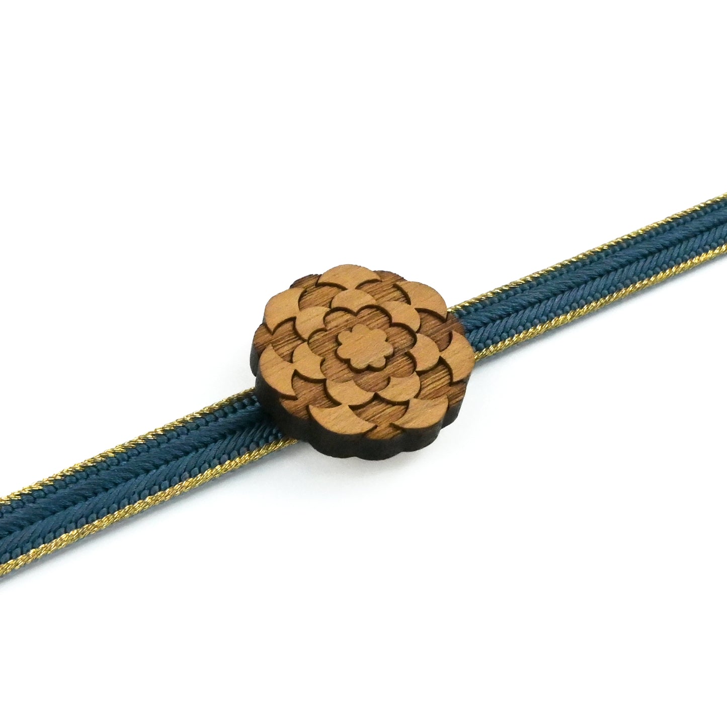 【くるみ細工】木製帯留め -花柄-