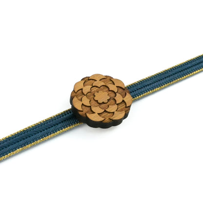 【くるみ細工】木製帯留め -花柄-