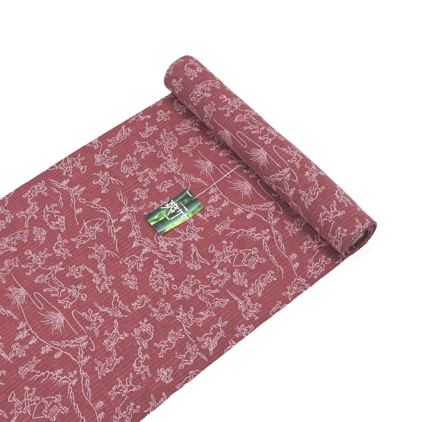 【東レ爽竹】スリーシーズン 長襦袢　「鳥獣戯画」　エンジ