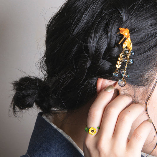 【数-SUU-】かんざし「金魚まずめ時 / Golden Fish during Sunrise」ゴールド #髪飾り