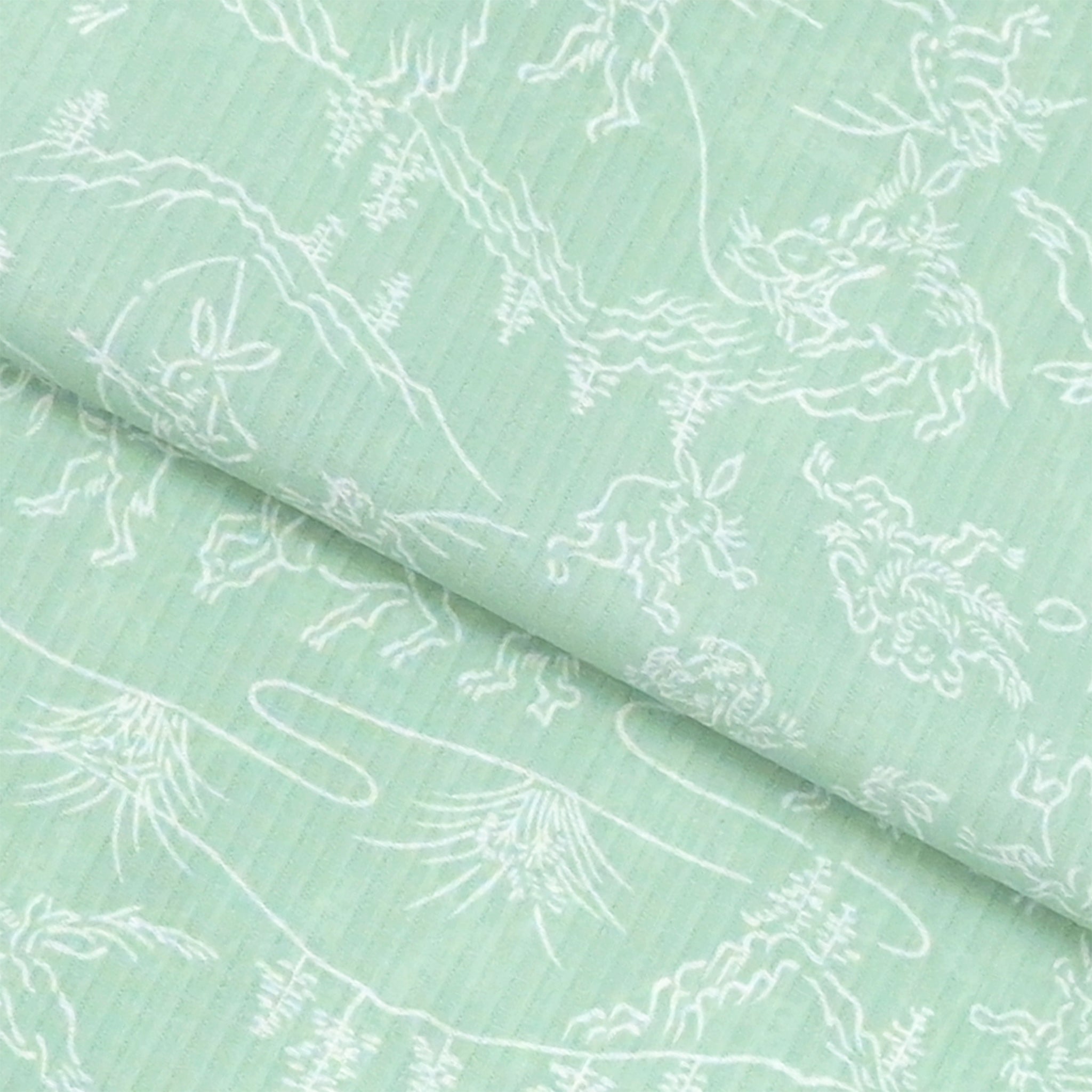 東レ爽竹】新開発ストレッチ長襦袢 「鳥獣戯画」薄緑 #スリーシーズン