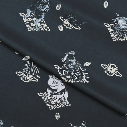【撫松庵】楊柳洗える長襦袢 猫歌舞伎 黒