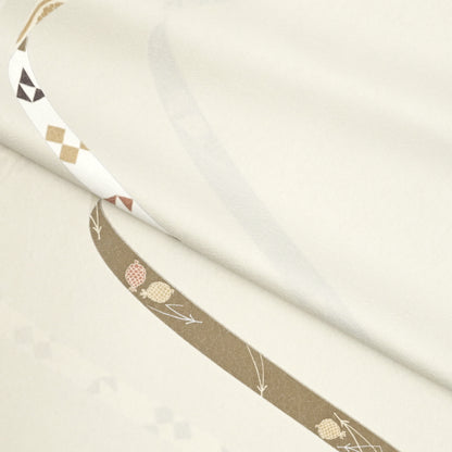 東レシルック 小紋 ～大久保信子流きもの～「鬘帯（かずらおび）」 胡粉色 【袷・単衣用】