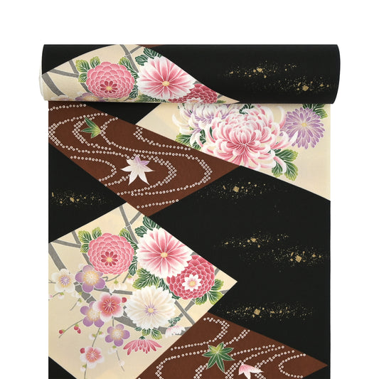 東レシルック 小紋「四季色紙」黒 【袷・単衣用】