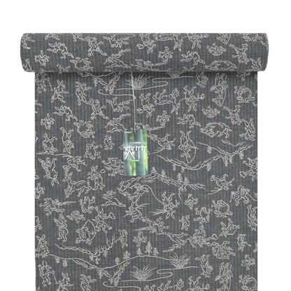 【東レ爽竹】スリーシーズン 長襦袢　「鳥獣戯画」　ブラック