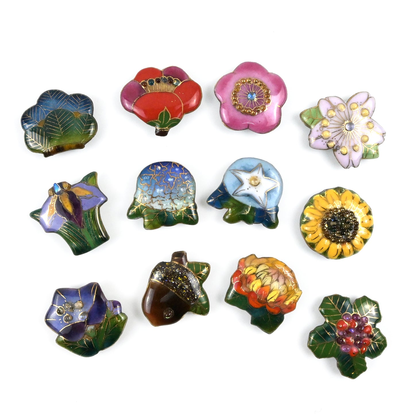 【七宝焼】帯留め　四季暦　春・夏