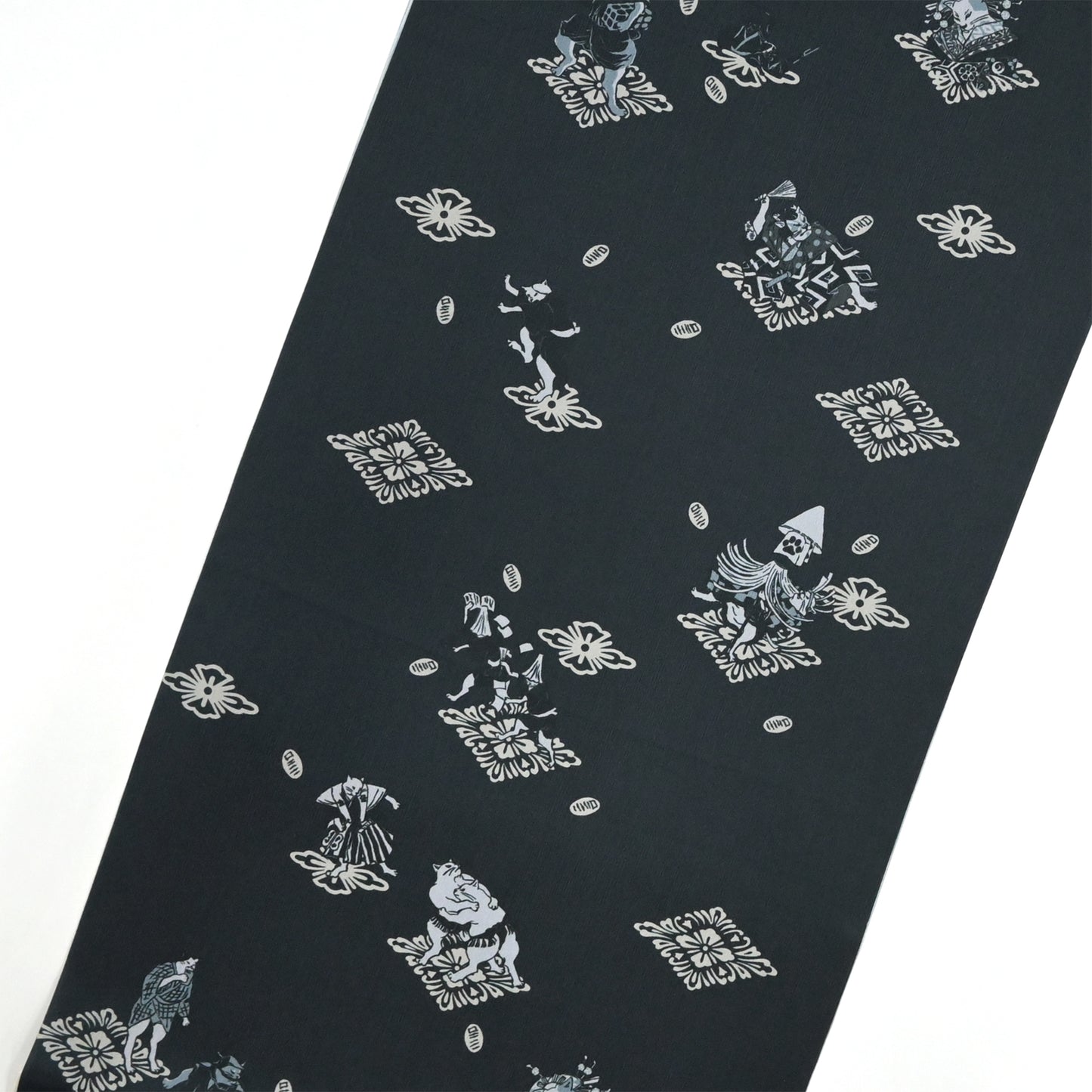 【撫松庵】楊柳洗える長襦袢 猫歌舞伎 黒