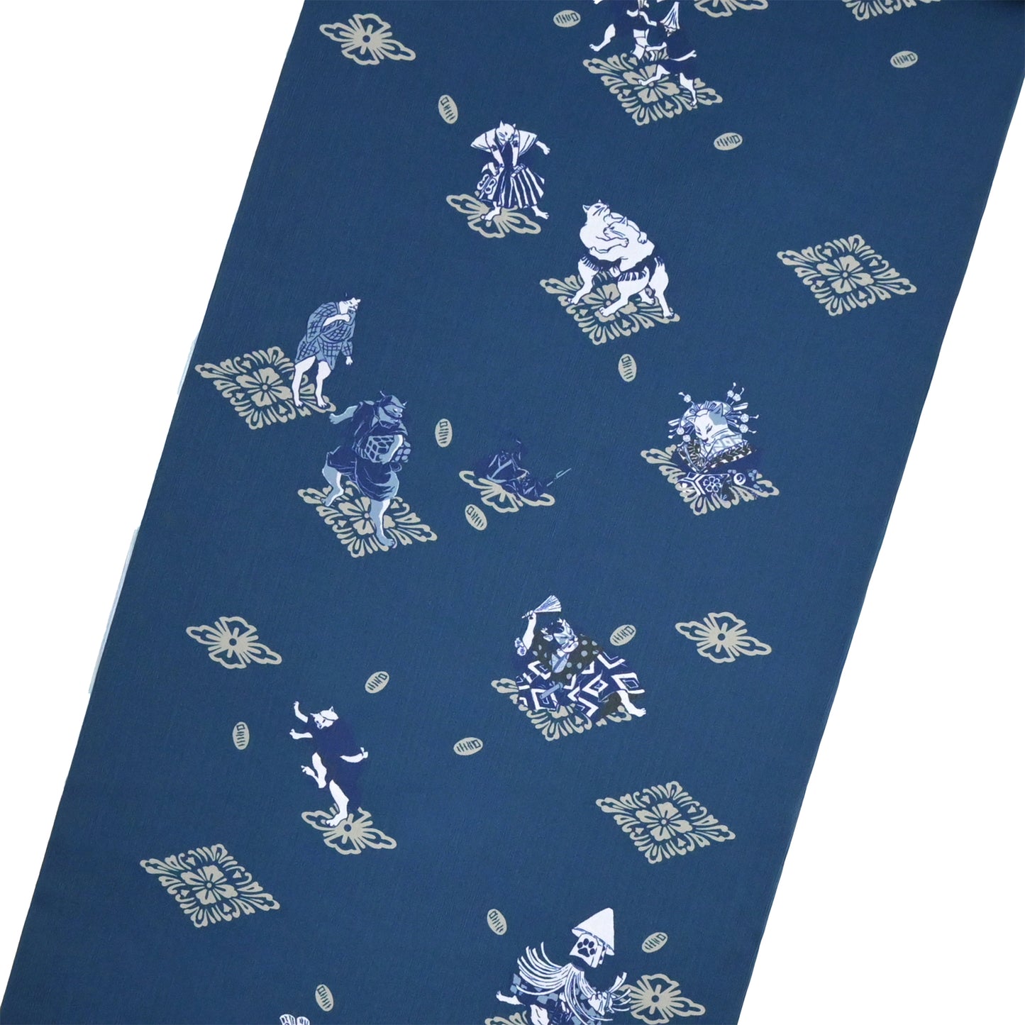 【撫松庵】楊柳洗える長襦袢 猫歌舞伎 藍