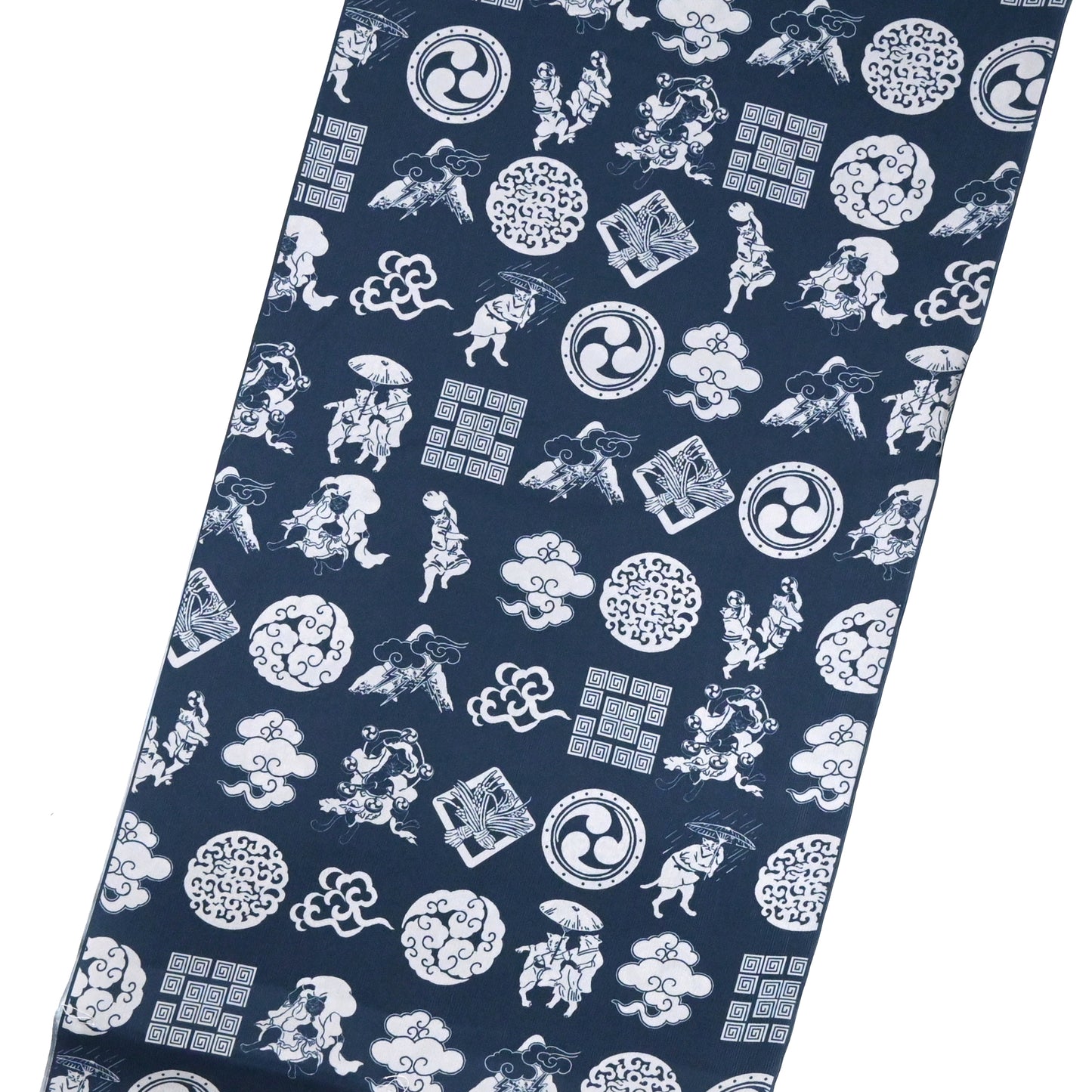 【撫松庵】楊柳洗える長襦袢 風神雷神猫Ⅱ 紺