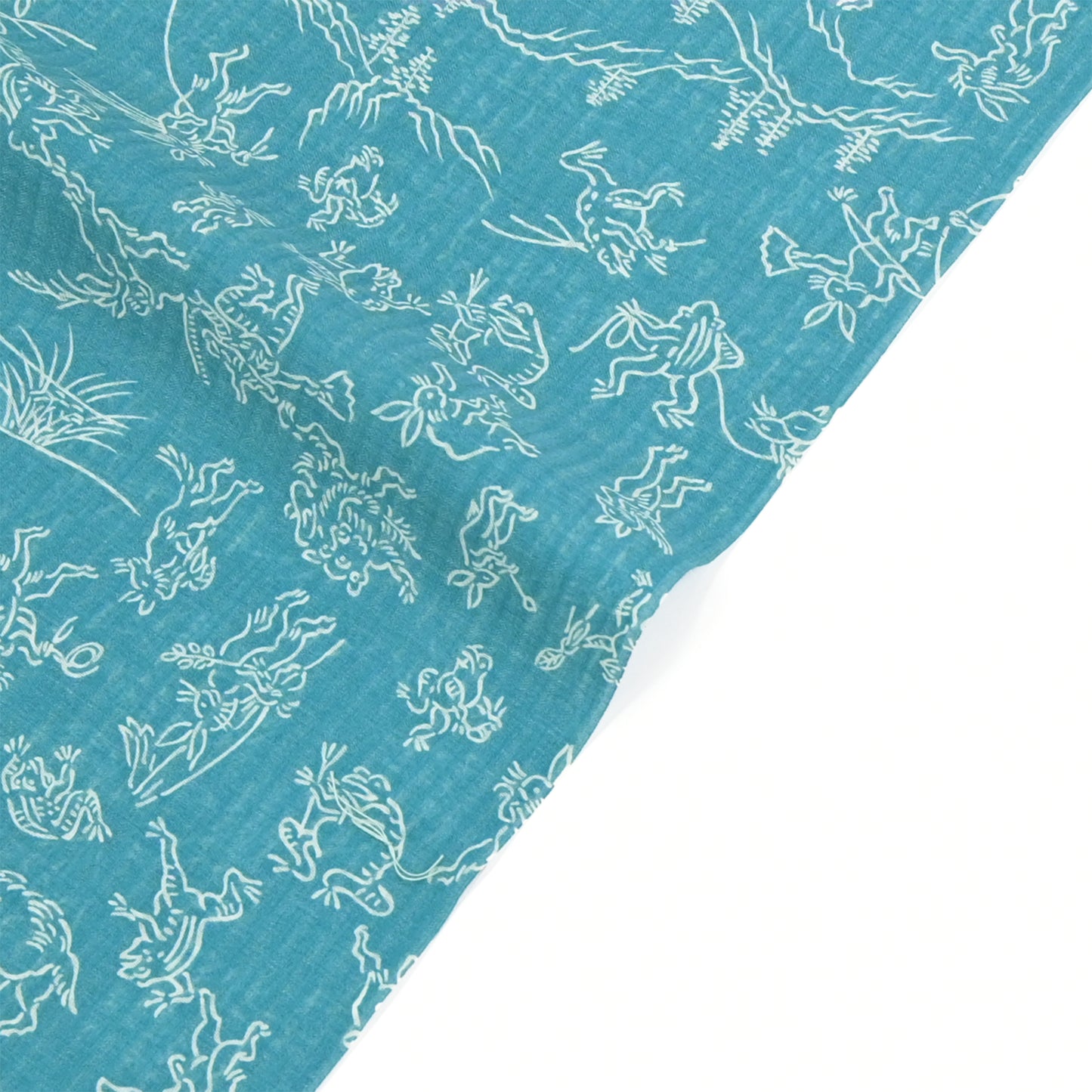 【東レ爽竹】スリーシーズン 長襦袢　「鳥獣戯画」　ブルー