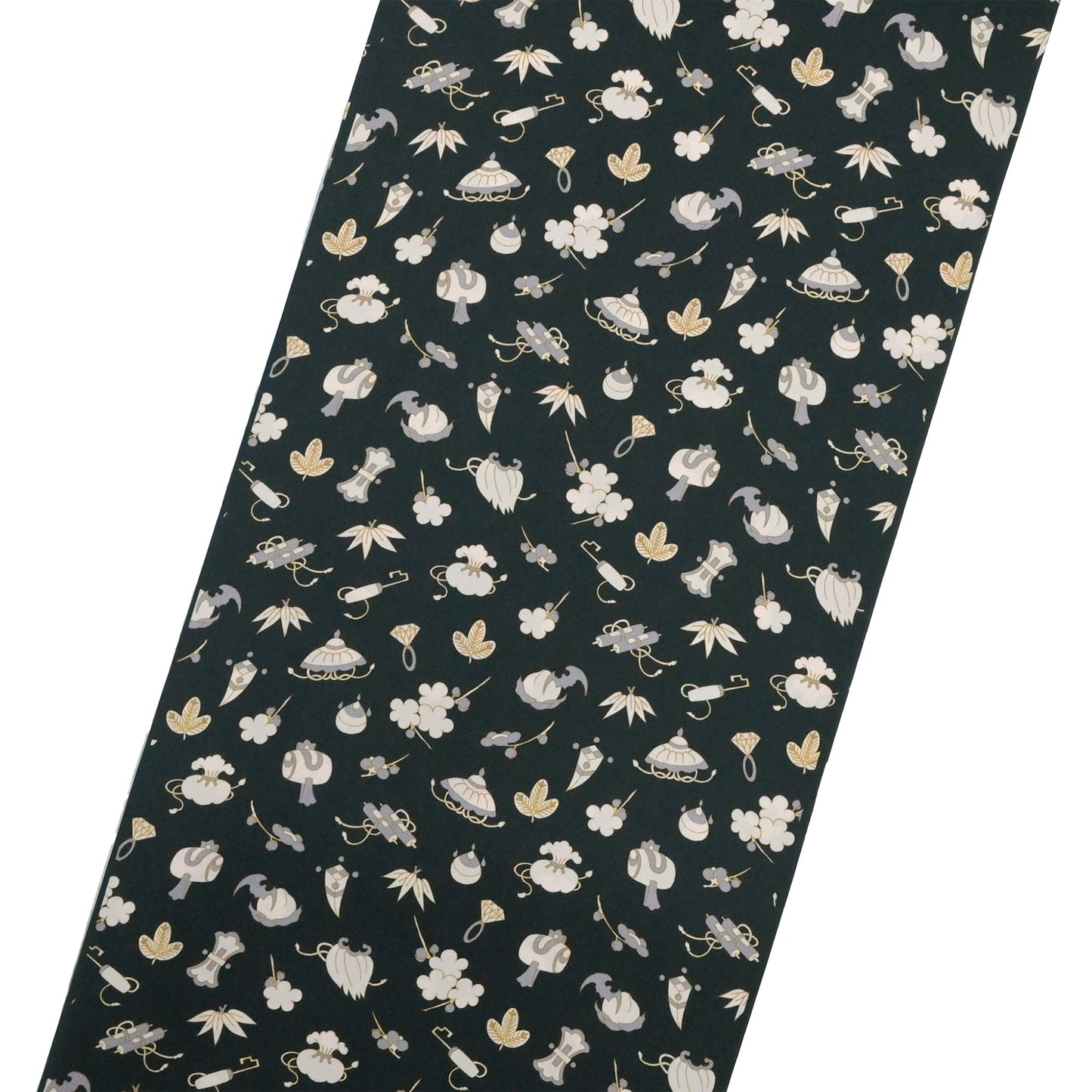 【撫松庵】楊柳洗える長襦袢「宝尽くし今様」黒